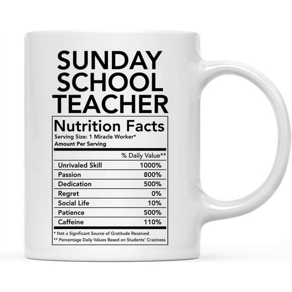 CTDream Funny 11oz. Ceramic Coffee Tea Mug Thank You Gift, Teacher's Assistant Nutritional Facts, 1-Pack