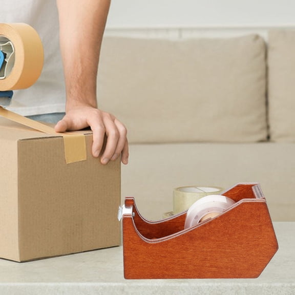 ibasenice Wooden Tape Dispenser with Cute Animal Design, Office Desk Accessory for Cutting and Organization