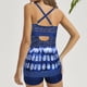 thumbnail image 4 of Trajes de baño Amzcrzy Tankini para mujer, trajes de baño, traje de baño con control de abdomen, traje de baño estampado para mujer, conjunto de bikini y pantalón de moda, azul, 3XL, 4 of 6
