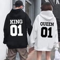 thumbnail image 2 of Sudadera a juego para parejas, moda, rey 01, reina 01, ropa de calle para amantes, sudadera con capucha con personalidad, regalo para el día de San Valentín, 2 of 5