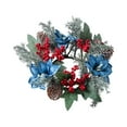thumbnail image 3 of Kuntesetty Christmas Candle Ring Wreath Candle Holder Wreath for Farmhouse Home Holiday Blue Flower, 3 of 9