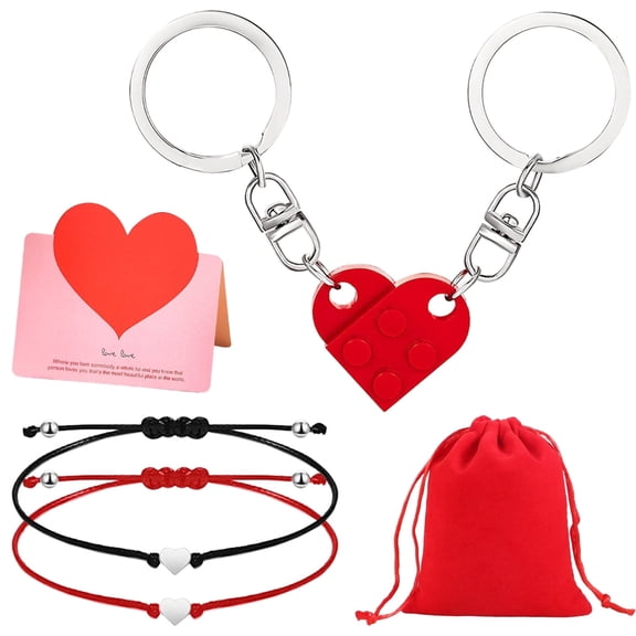 Tumao Valentines Day Gifts Keychain, Couple Gifts - Red Heart Keychain, Matching Couple Heart Keychains Decorations, Valentines Day Gifts for Boyfriend Girlfriend