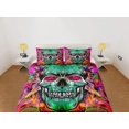thumbnail image 2 of Juego de Funda Nórdica Hippie Colores Neón Colcha Calavera Colorida, Ropa de Cama de Dormitorio, 2 of 4