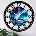 thumbnail image 2 of Teal Wrought Iron Wall Clocks Battery Operated 10 Inch Aurora Modern Wall Clocks for Living Room Decor Glacier Lake Wall Clock Silent Non Ticking 25cm Style 10×10inch(25×25cm), 2 of 8