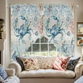 thumbnail image 2 of Swag Curtains Valances for Windows, Blue Coastal Ocean Short Kitchen Window Curtains Over Sink, Crab Coral Shell Cafe Curtains Panel Set Of 2,Rod Pocket, 36 Inches Length L, 2 of 8