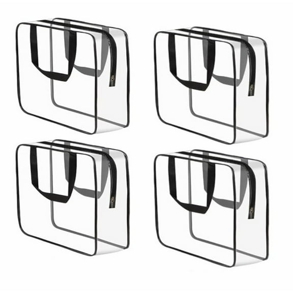 Large Toy Storage Bags,4 Pack Clear Pvc Zipper Bags,Waterproof Toiletry Bags,Portable Travel Luggage Pouch,Makeup Organizer Bags
