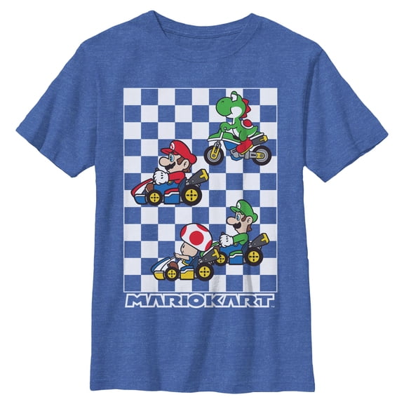 Boys Nintendo Checkered Rally Carts T Shirt