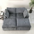 thumbnail image 5 of 68.5" Modular Loveseat Sleeper Sofa Converts to Bed with 2 Ottoman, Space-Saving Design for Apartments, Chenille Upholstered in Grey with Ergonomic Cushions, 5 of 6