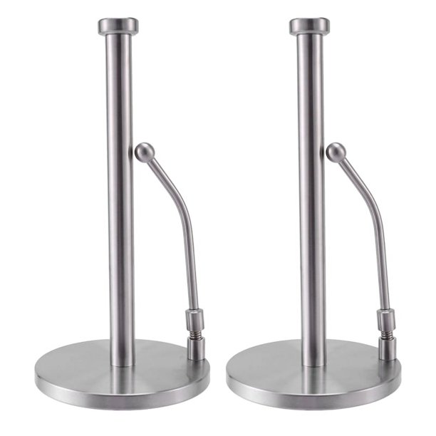 2X Soporte de Toallas de Papel Soporte de Papel de Pie de Acero Inoxidable LáGrima de Una Mano, Diseño Moderno para la Cocina Mantiene Las Cocinas Ordenadas En la Encimera