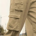 thumbnail image 6 of Dagegui Drawstring Elastic Waist Cargo Pants for Men Lightweight Straight Leg Athletic Pant Outdoor Running Hiking Jogging Trouser with Pockets Khaki 2XL, 6 of 6
