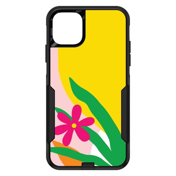 DistinctInk Custom SKIN / DECAL compatible with OtterBox Commuter for iPhone 11 Pro (5.8" Screen) - Summer Vibes Bold Flower Pink Green Yellow