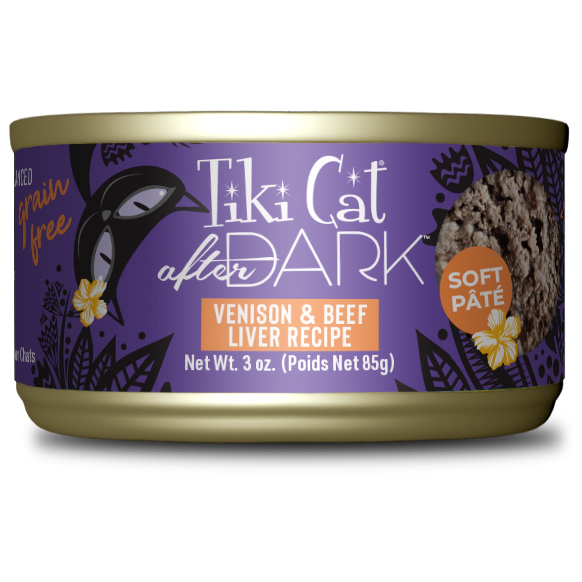(24 pack) Tiki Cat After Dark Pate Wet Cat Food, Wild Venison & Beef Liver, 3 oz. Can