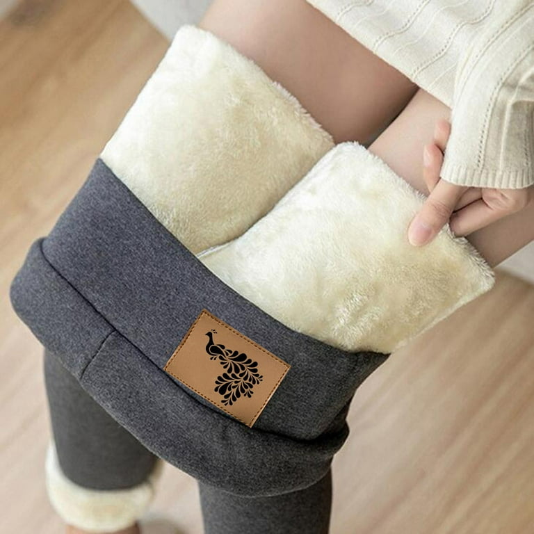 EQWLJWE Women Winter Warm Thick Leggings Fleece Lined Stretchy Soft Thermal  Sherpa Pants High Waist Tights