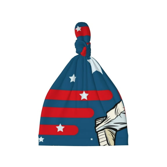 Cauagu Astronaut Runs Forward Print Baby Knot Beanie Hats Newborn Hats Soft Headwear for 0-6 Months Infant Baby Girls Boys Caps