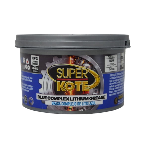 Lithium Complex Grease | Lubricant | Superkote 2000 Multipurpose | NLGI 2 | EP | High Temp | Automotive | Construction | Marine | Gear | Wheel Bearing | Axle | Ball Joint | Blue | 360 gr Can