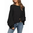 thumbnail image 3 of Women'S Oversized Crewneck Sweater Batwing Puff Long Sleeve Cable Slouchy Pullover Jumper Tops, 3 of 6