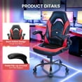 thumbnail image 4 of QRKD Ergonomic Gaming Chair with Adjustable PU Leather Seat, Flip-Up Armrests, and Swivel Design, Perfect for Home Office, Gaming, or Entertainment – Ideal for Adults, Kids, and Gamers, Red/Black, 4 of 8
