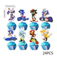 thumbnail image 3 of Kit de 24 piezas con temática de Sonic the Hedgehog, suministros para fiestas de cumpleaños, decoración de tartas de Sonic de dibujos animados, juguetes para niños, regalo, 3 of 5