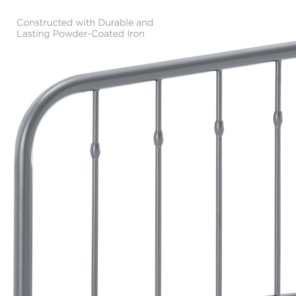 Modway Lennon Contemporary Modern Queen Metal Spindle Headboard in Gray