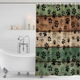 thumbnail image 2 of Polyester Fabric Dark Sage Green Brown Shower Curtain, Farmhouse Dog Paw Vintage Waterproof Bathtub Curtain Bathroom Decor Set with Hooks 72 x 96 Inches, 2 of 6