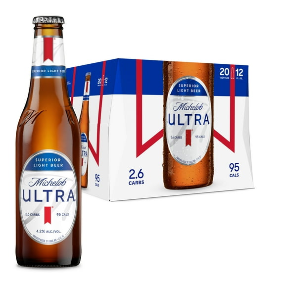 Michelob ULTRA Superior Light American Lager Beer, 20 pack 12 fl oz Glass Bottles 4.2% ABV