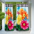thumbnail image 2 of Evergreen Suede Outdoor Curtain Set of 2, Gerbera Daisy,  52 x 84", 2 of 3