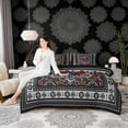 thumbnail image 4 of Erosebridal Halloween Bat Bedding Comforter Set, Bohemian Aztec Mandala Full Bedding Set, Black Gray Red, Black Reversible 7 Pieces, 4 of 6
