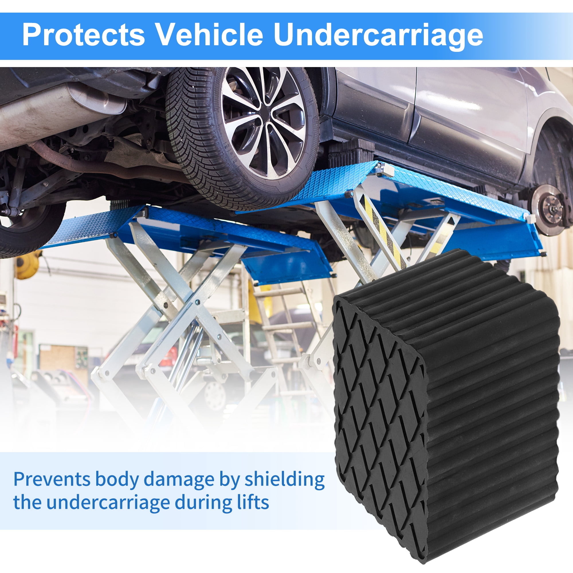 Unique Bargains Universal Heavy Duty Rubber Jack Stand Pads 6.3" x 4.7" x 4.7" Black