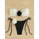 thumbnail image 2 of Conjunto de Bikini Bandeau con estampado de flores en 3D, traje de baño Sexy con realce en contraste, Micro bañador brasileño recortado, traje de baño con Tanga, 2024, 2 of 5