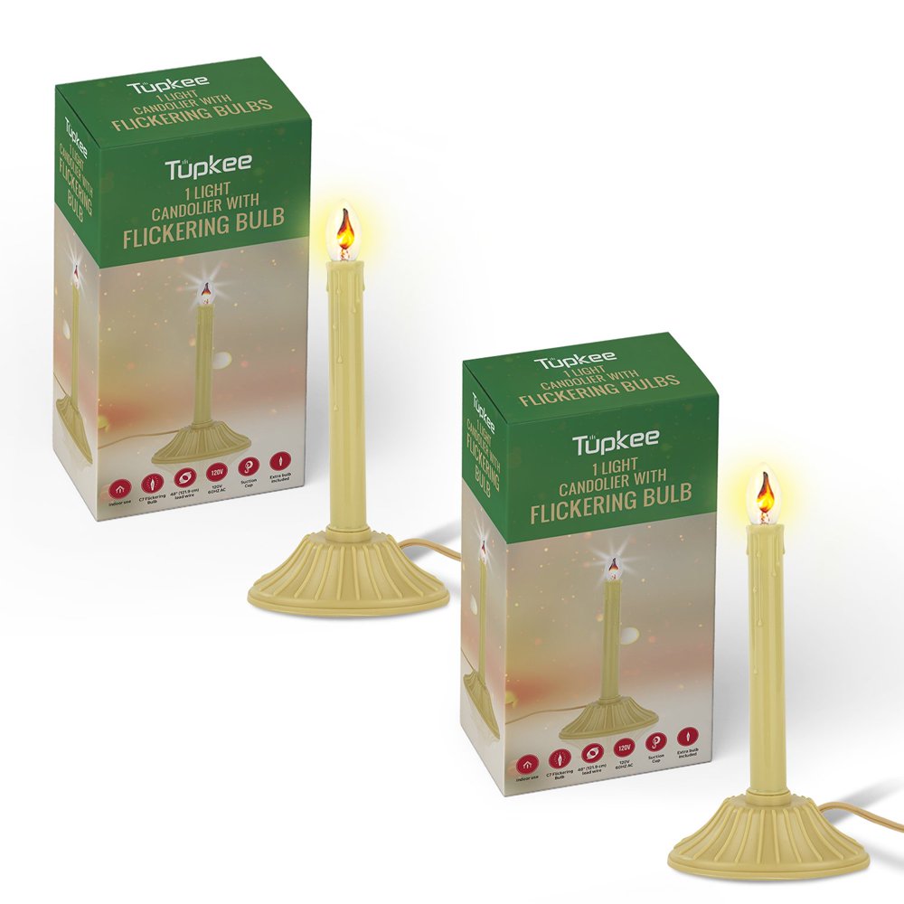 Tupkee Christmas Candolier Window Candle with Flickering Bulb