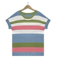 thumbnail image 5 of FJUCHAI Women's Short Sleeve Knit T Shirts Crew Neck T Shirts New Patchwork Striped Casual Loose Striped Pullover Sweater Tops, 5 of 7