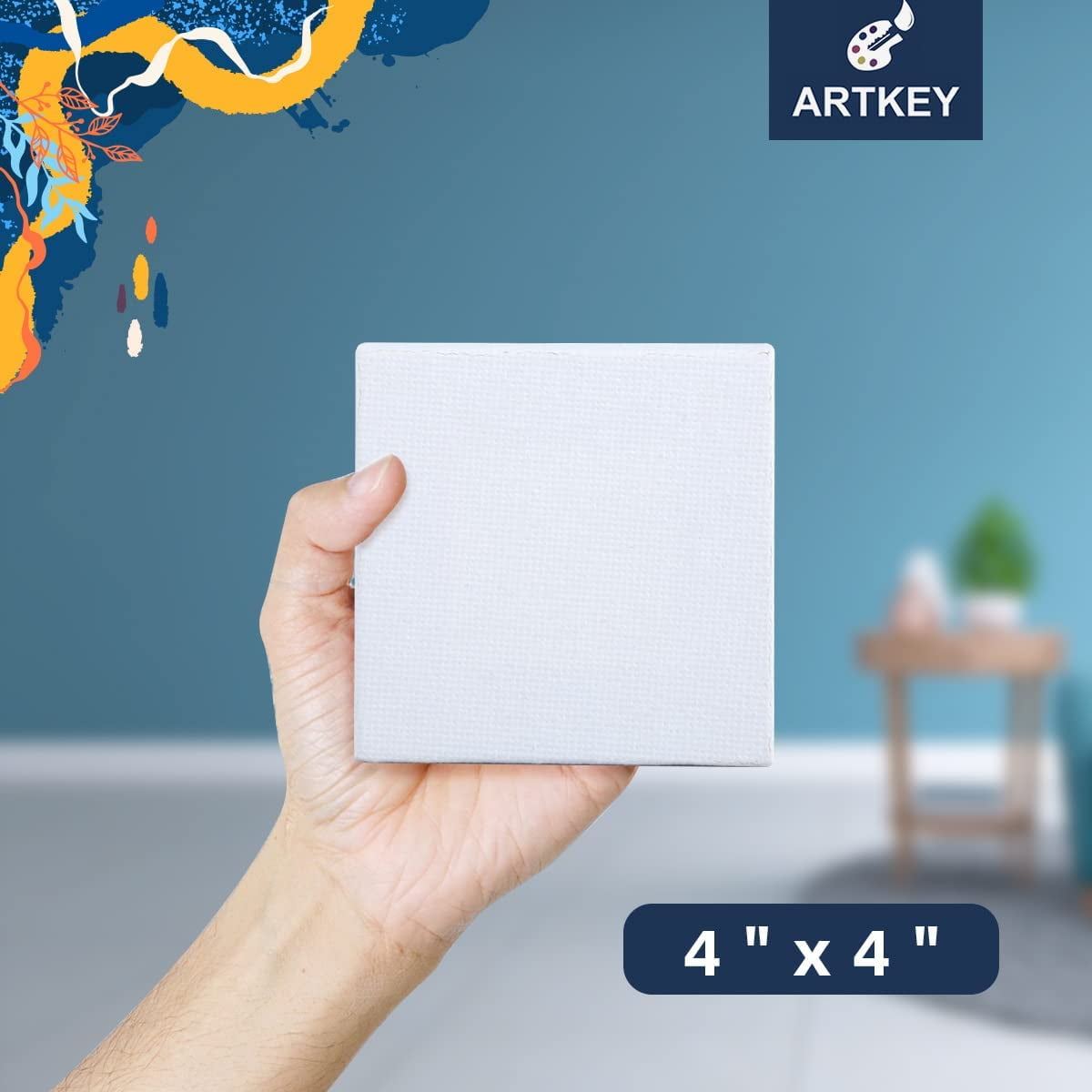 Artkey Mini Canvas, 3x3 inch 24-Pack Small Canvases for Painting, 100% Cotton Square Canvas Painting Canvas Crafts for Kids 3-15 Years Old, Size: 3 x