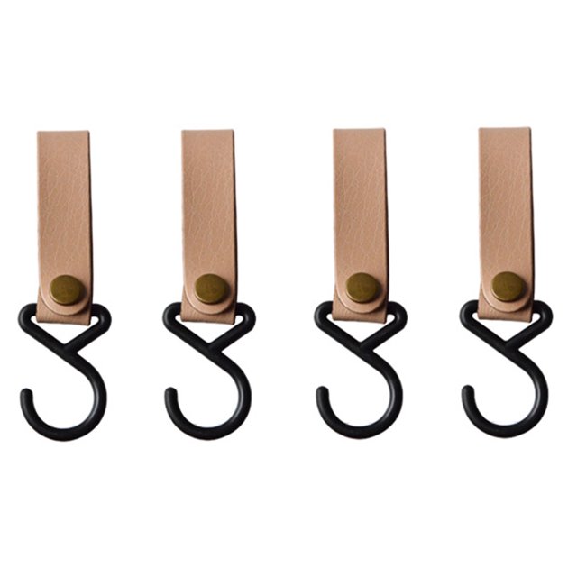 Ganchos para acampar Gancho de cuero para acampar - Paquete de 4 ganchos para estante de senderismo para cocina al aire libre Herramientas para exteriores Barbie Nuevos Originales