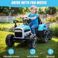 thumbnail image 5 of Powered Ride on Toy Tractor, 24V Kids Ride on Car with Remote Control, Electric Vehicles for Kids Toddlers 3-6 Years with 3 Speeds, Bluetooth, Music Player, LED Light, Rear Wheel Suspension, Blue, 5 of 9
