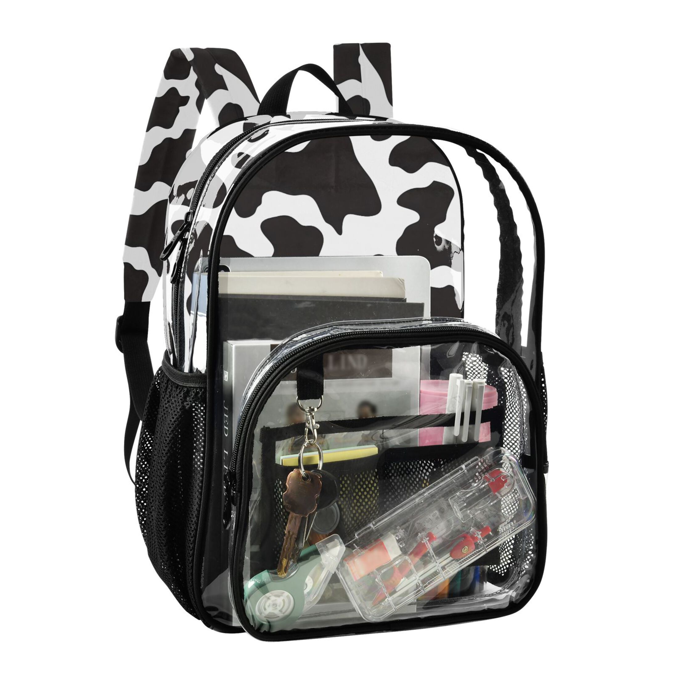 ALAZA Clear Backpack Cow Print PVC Transparent BookBag