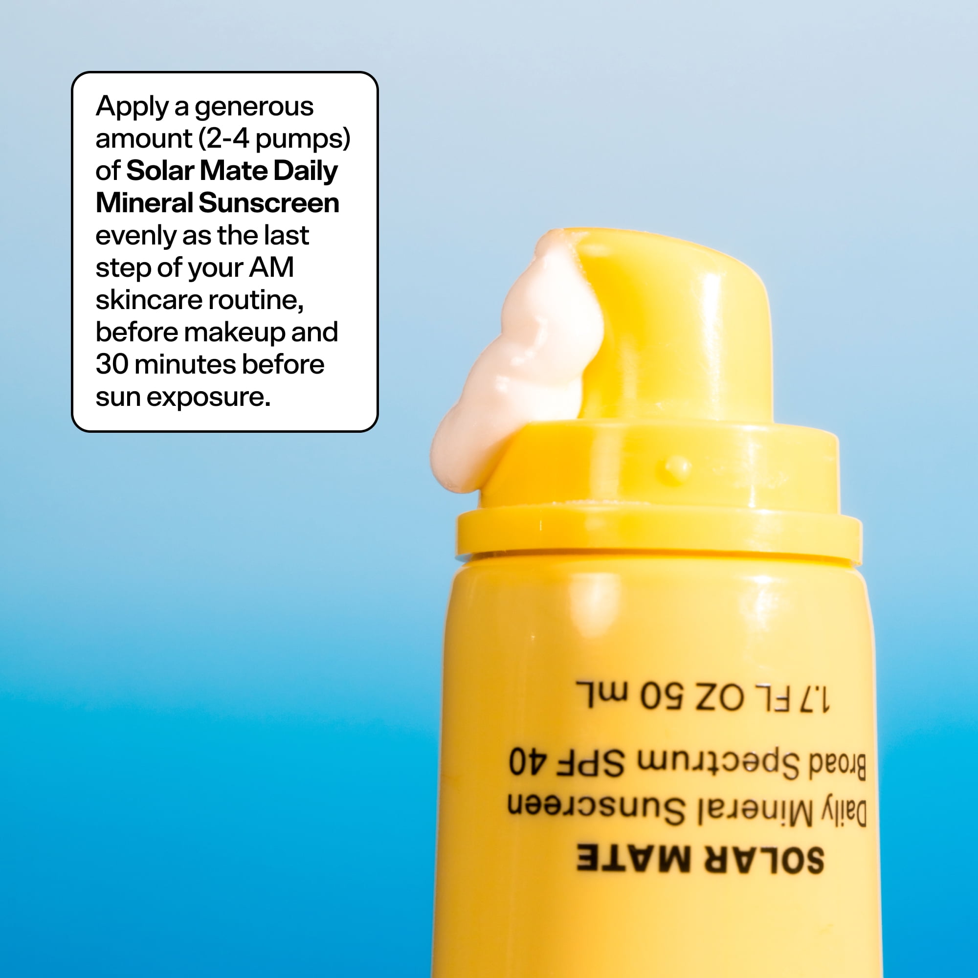 Bubble Skincare Solar Mate Mineral Sunscreen SPF 40, All Skin Types, 1.7 fl oz / 50mL