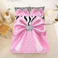thumbnail image 3 of spefrowx Fashion Pink Bow King Sheets for Kids, Zebra Print Polka Dot Bedding, 4 Pieces, 1 Flat Sheet, 1 Fitted Sheet and 2 Pillowcases, 3 of 6