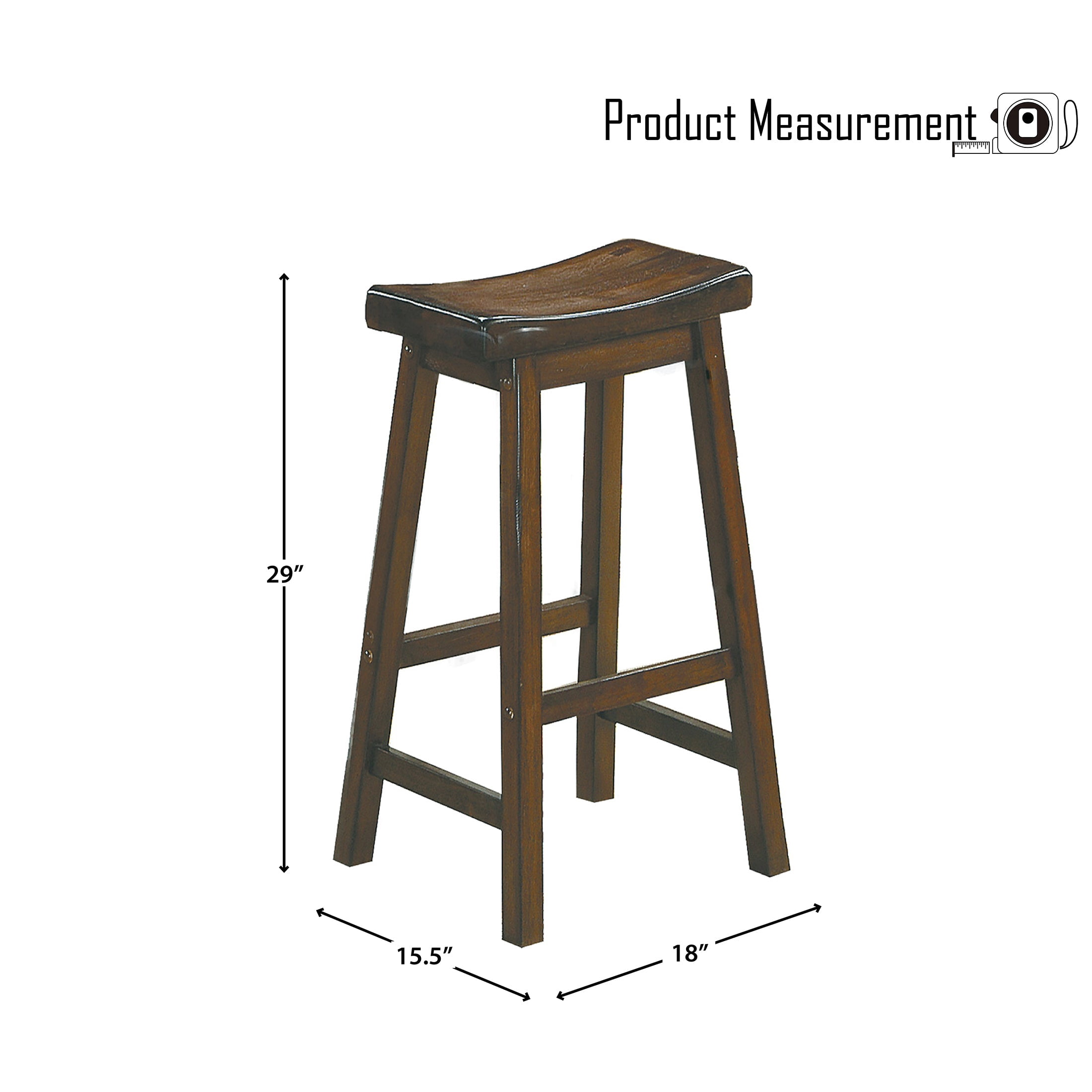 OakvillePark Gering Wood Saddle Seat Pub Height Barstool (Set of 2), 29", Cherry