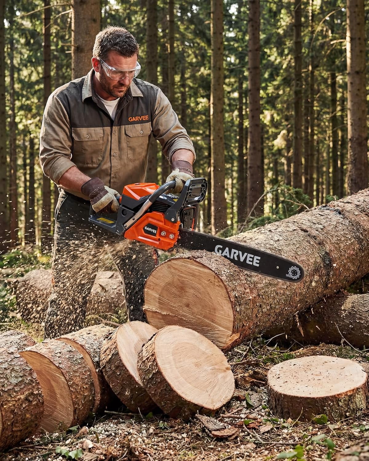 QinaQin 43cc Gas Powered Chainsaw,2-Stroke Engine with Quick Start & Ergonomic Non-Slip Handle for Efficient Wood Cutting,Orange