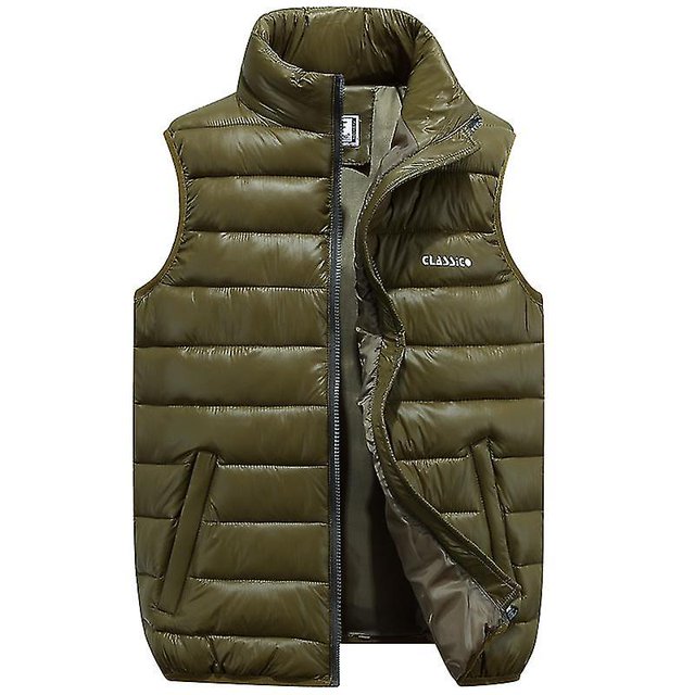 chaleco acolchado al aire libre de los hombres chaleco de la chaqueta sin mangas del collar del soporte casual / 2xl / verde kaili Sencillez