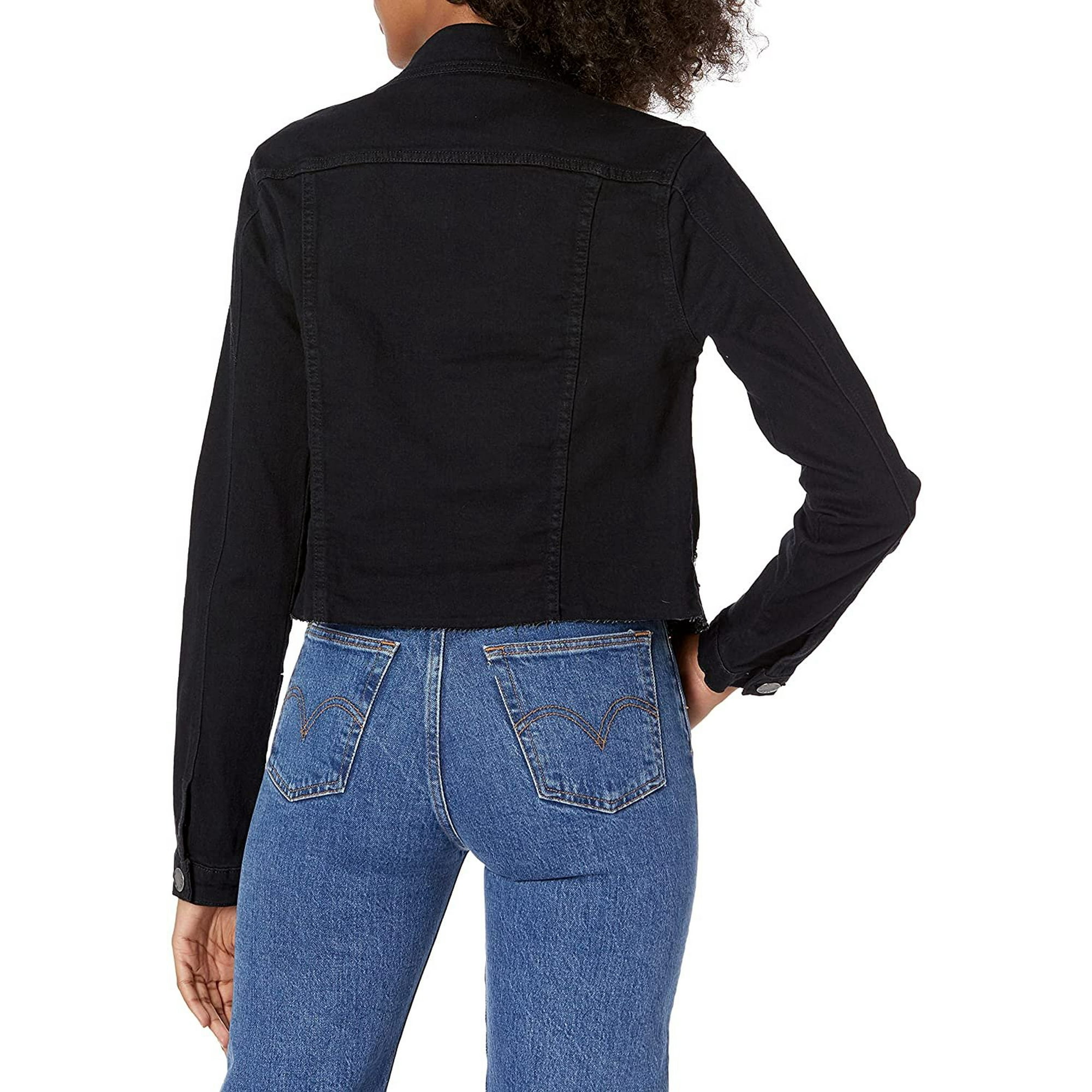 Black ripped jean jacket womens best sale