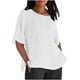 thumbnail image 2 of mfyjkho Tops Y Blusas Para Mujer, Blusa Holgada De Cuello Redondo De Color Liso Para Mujer, Camisa Informal De Media Manga Para El Trabajo, Túnica Tops Para Mujer L, 2 of 4