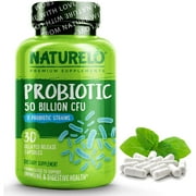 NATURELO Probiotic Supplement - 50 Billion CFU - 11 Strains - One Daily - Helps Support Digestive & Immune Health - Delayed Release - No Refrigeration Needed - 30 Vegan Capsules