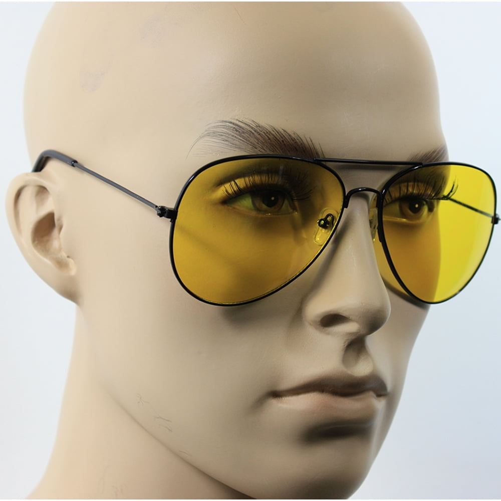 SPORT AVIATOR HD NIGHT DRIVING VISION SUNGLASSES YELLOW HIGH DEFINITION