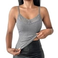 thumbnail image 2 of Grey Women Built-in Bra Tank Tops Ribbed Nylon,Spandex Tops Sleeveless Summer Padded Basic Tank Top Basic Tank Tops for Women XL, 2 of 8