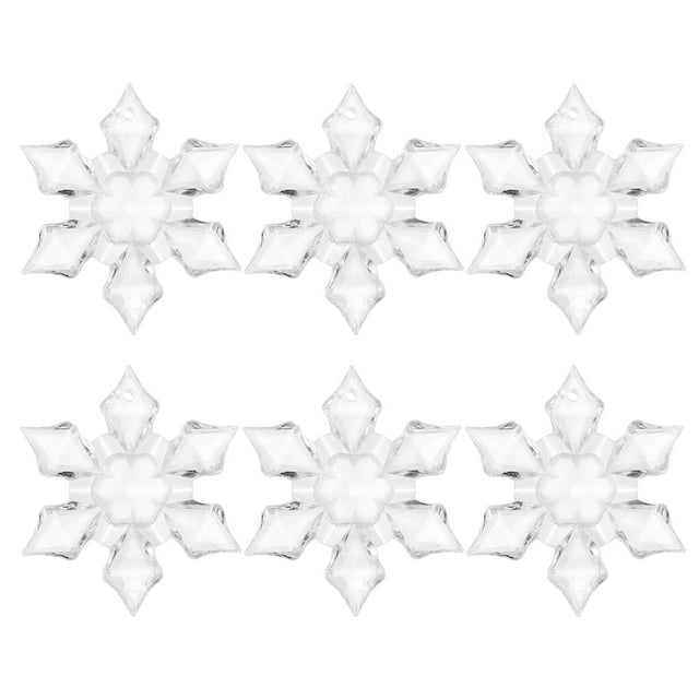 MasteelfCA 24pcs Acrylic Transparent Crystal Snowflake Decoration with Hole Hanging Decor