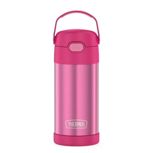 THERMOS FUNTAINER Botella de agua con pajita - 12 onzas - Botella de agua aislada al vacío de acero inoxidable para niños con tapa
