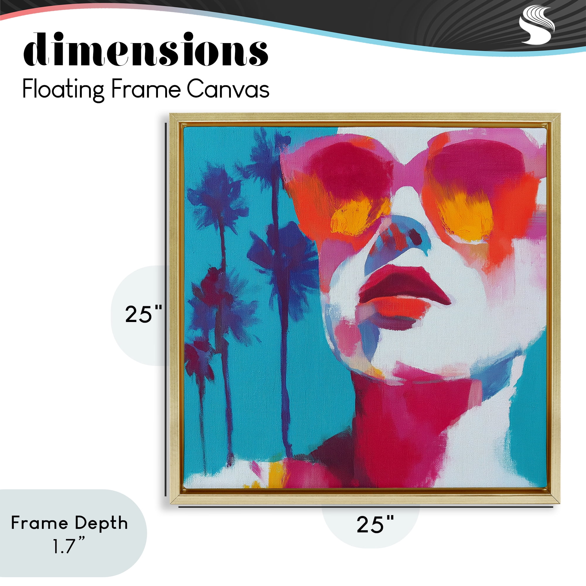 Stupell Industries Expressive Palm Tree Gaze Gold Framed Floater Canvas Wall Art, design by Chromatic Storm Studio