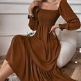 thumbnail image 4 of Vestido informal de verano para mujer, escote cuadrado con volantes, cintura alta, vestidos de cóctel para fiesta, regalo para mujer, 4 of 6