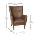 thumbnail image 5 of BizChair Modern Wood Solid Print Wingback Accent Chair, Dark Brown, 5 of 10